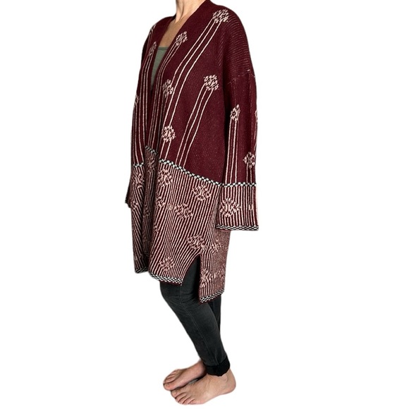 BCBG MaxSport Floral Cardigan Sweater Open Front Long S - Picture 1 of 9